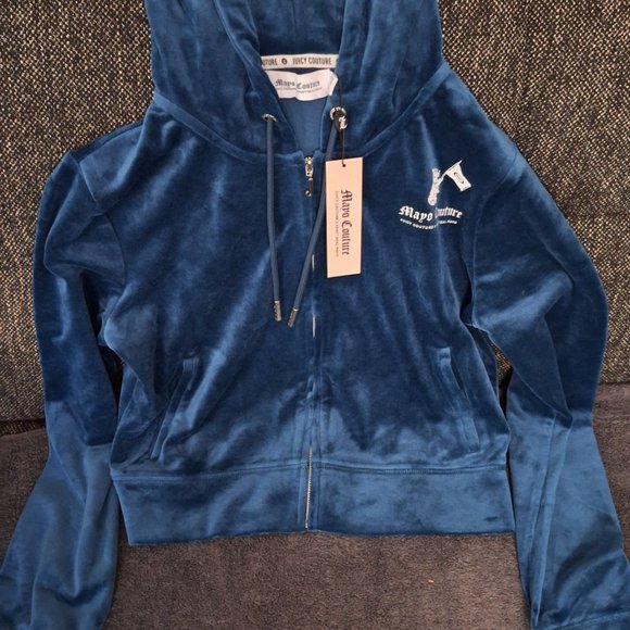 Juicy Couture x Kraft Real Mayo Rhinestone Smooth Velour Track Suit Large - Picture 2 of 5